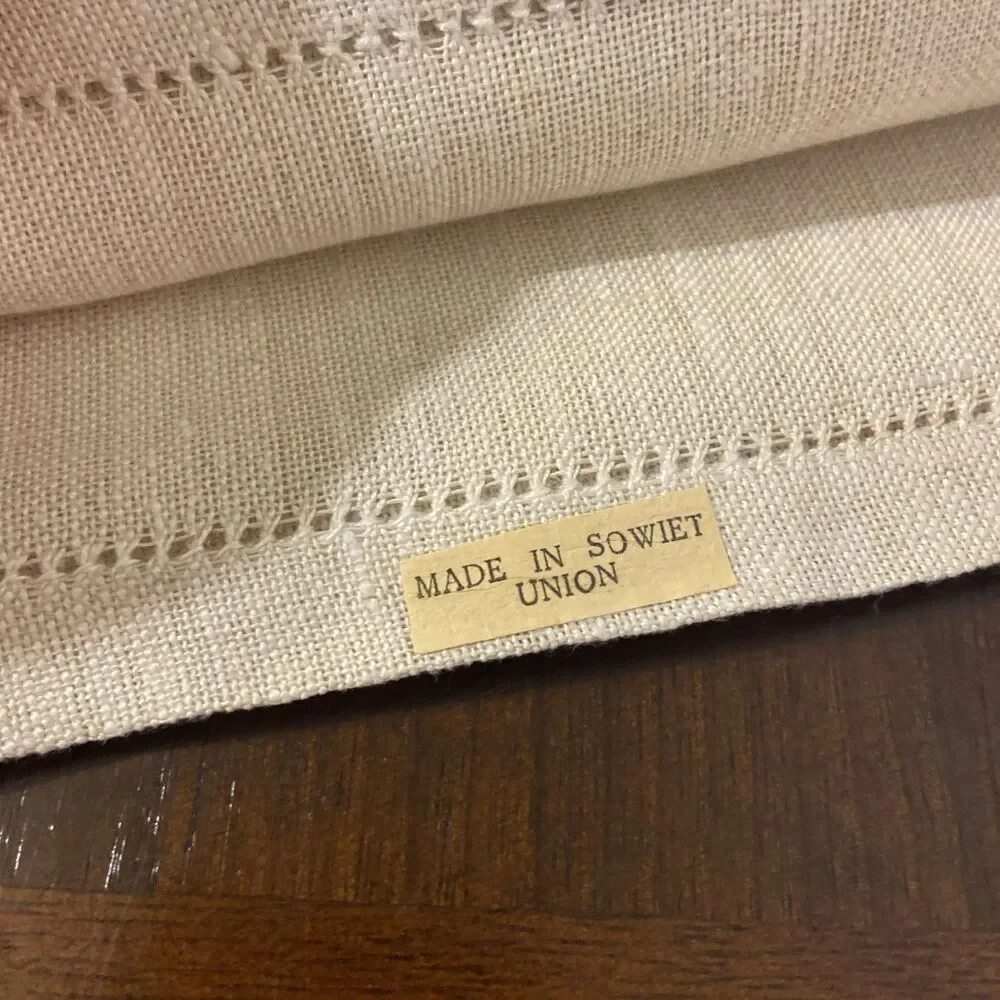 Vtg Soviet Union Linen Napkins NOS NWT USSR Hand Made Cross Stitch Embroidered